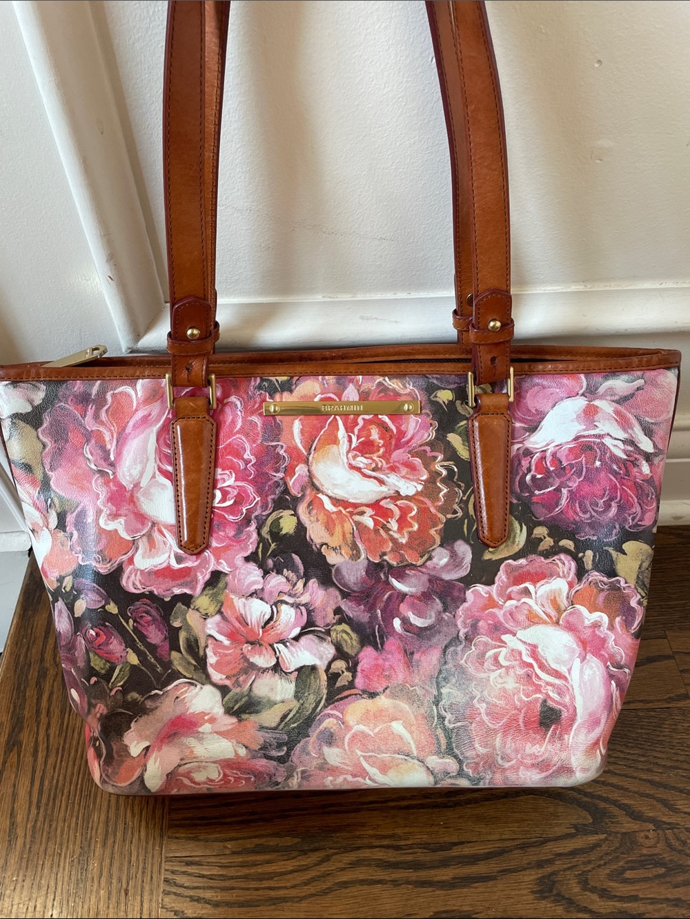 Brahmin Medium Asher Tote in the Pink Hemingway floral pattern
